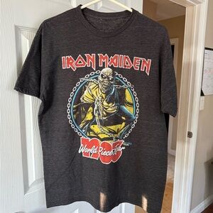 Iron Maiden World Piece Tour Graphic Tee - Charcoal